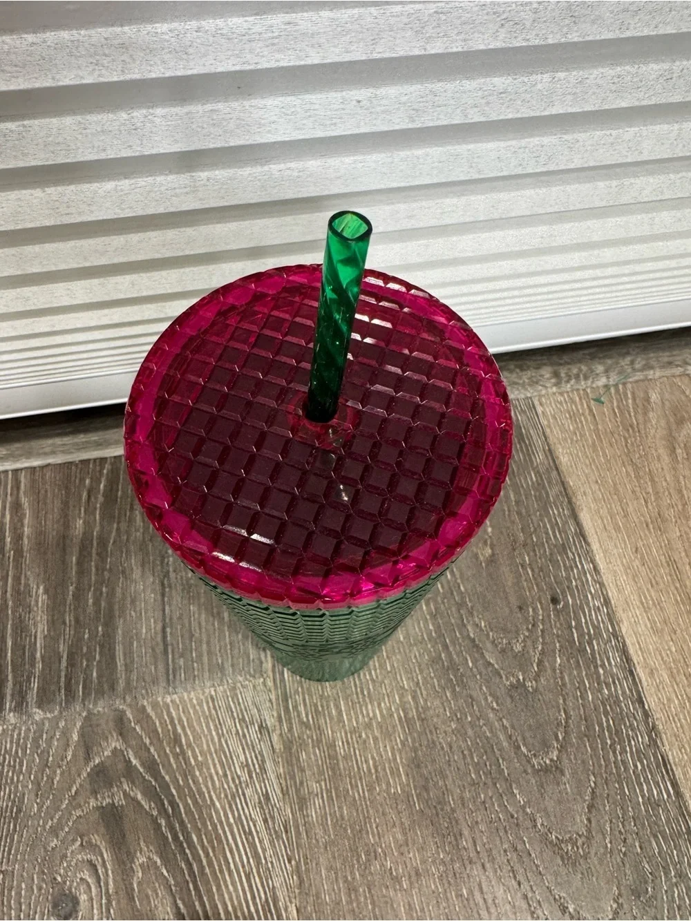 Starbucks 24 oz Watermelon Green Studded Tumbler with Pink Lid
